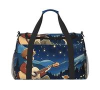 Midnight Melodies - Borsone da viaggio per uomini e donne, borsa da viaggio pieghevole e spaziosa borsa da viaggio per riporre articoli da toeletta, articoli personali, nero, L, Nero , L