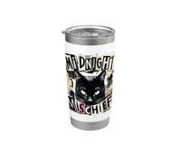 Midnight Mischief Black Cat, design grunge punk Bicchiere termico in acciaio inox doppia parete