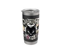 Midnight Mischief Black Cat, design grunge punk Bicchiere termico in acciaio inox doppia parete