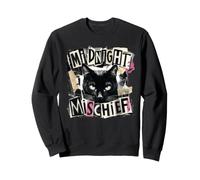 Midnight Mischief Black Cat, Design Grunge Punk Felpa
