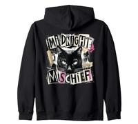Midnight Mischief Black Cat, Design Grunge Punk Felpa con Cappuccio