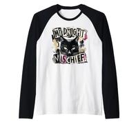 Midnight Mischief Black Cat, Design Grunge Punk Maglia con Maniche Raglan