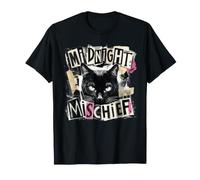 Midnight Mischief Black Cat, Design Grunge Punk Maglietta