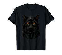 Midnight Mischief: Felpa con Cappuccio con Gatto Nero e Occhi Arancioni Brillanti Maglietta