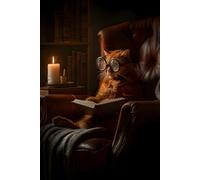 Midnight Reader Composition Notebook: Wide Ruled Bookish Cat Journal for Writing, Journaling, Notes, and Cozy Late Night Thoughts