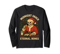 Midnight Snack Camicia Scheletro Babbo Natale Biscotti Divertente Natale Maglia a Manica