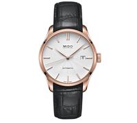 Mido Belluna II M0244073603100 Automatic Men's Watch - Silver Dial, Black Leather Strap