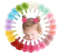 MiDODO 24 Pezzi 2.7 pollici Mollette Capelli Neonata con Fiori in Chiffon,Fermagli per Capelli per Bambini,Antiscivolo,per Bambini Bambine e Neonati,Ragazze