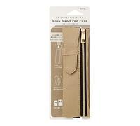 Midori 41824006 - Astuccio portapenne Midori, con fascia per libri, beige, per B6 - A5, semplice, semplice, Biege., Semplice
