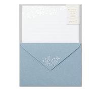 Midori 86508006 - Set di lettere con buste stampate in alluminio, motivo erba foschia