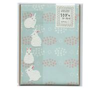 Midori 86638006 Set di lettere con adesivi, 12 biglietti di cancelleria, 4 buste, motivo coniglio B