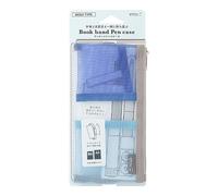 Midori Custodia a libro per penna a rete B6-A5, Blu (Pallido), moderno