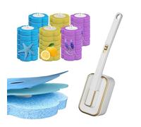 Midslinee Pulisci Water Usa e Getta, Scopino WC con Spugnette, Scopino WC con Spugnette Monouso Montaggio a Parete Manico Lungo con 36 Ricariche Cleaner