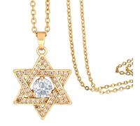 MidSmile Collana Stella di David: Ciondolo con Pietra Portafortuna Delicato Piccolo | Collana Stella Ebraica a Sei Punte, Oro 14K Piccolo Gioiello Regalo per Donne