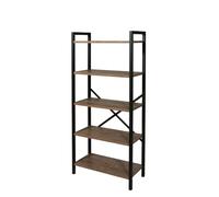 MIDTOWN 47 | Libreria DECKER FULL a 5 Ripiani, Scaffale Portaoggetti, Libreria Autoportante dallo Stile Industriale, 62x130x29,50 cm, Colore Dark Oak e Nero Opaco, Made in Italy