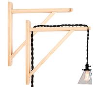 MiDube, Lampada da parete staffa di design retrò e legno naturale, Applique da Parete Legno staffa per Camera da letto, Ristorante, Caffetteria, Non include Lampadina (2 Pezzi)