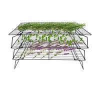 MiDube Scaffale per erbe aromatiche a 3 strati, in ferro, impilabile, 40 x 24,7 cm, nero, per asciugare erbe, verdura, frutta, pesce