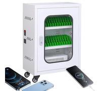 MIDUOLAI 30slots,Cassetta di Sicurezza in Acciaio per Cellulari da 12-60 Slot, con 4 Ruote Universali E, Armadietto di Ricarica Intelligente per Cellulari, per più Dispositivi