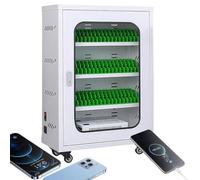 MIDUOLAI 50slots,Cassetta di Sicurezza in Acciaio per Cellulari da 12-60 Slot, con 4 Ruote Universali E, Armadietto di Ricarica Intelligente per Cellulari, per più Dispositivi