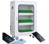 MIDUOLAI 60slots,Cassetta di Sicurezza in Acciaio per Cellulari da 12-60 Slot, con 4 Ruote Universali E, Armadietto di Ricarica Intelligente per Cellulari, per più Dispositivi