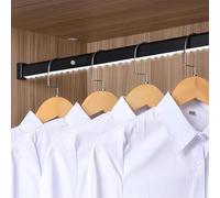 MIDUOLAI Asta Appendiabiti con Luce LED, Asta Appendiabiti in Metallo Nero, Asta Appendiabiti per Armadio con Sensore A Infrarossi, Portata 50 kg, con Illuminazione A LED,Nero,80CM