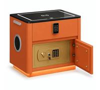 MIDUOLAI Comodino Intelligente, con Stazione di Ricarica E Porte USB/Type-C, Moderno Mobile da Comodino, con Cassaforte Nascosta E Cassetto, per La Camera da Letto,Arancia