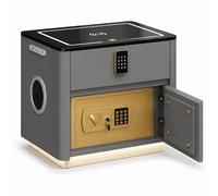 MIDUOLAI Comodino Intelligente, con Stazione di Ricarica E Porte USB/Type-C, Moderno Mobile da Comodino, con Cassaforte Nascosta E Cassetto, per La Camera da Letto,Light Grey