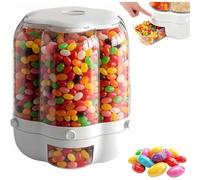 MIDUOLAI Distributore di Caramelle/Cereali con Rotazione A 360°, con 6 Scomparti, Contenitore per Cereali di Grande capacità, per Cereali, Legumi, Caramelle Piccole,Bianca,M
