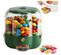 MIDUOLAI Distributore di Caramelle/Cereali con Rotazione A 360°, con 6 Scomparti, Contenitore per Cereali di Grande capacità, per Cereali, Legumi, Caramelle Piccole,Verde,L