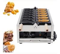 MIDUOLAI Macchina per Waffle Taiyaki A Forma di Pesce, Macchina Commerciale per Taiyaki Forma di Pesce, Macchina per Waffle Baker in Acciaio Inox, Temperatura Regolabili,6pcs taiyaki