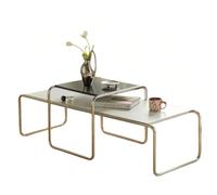 MIDUOLAI Set di Tavolini da caffè Rettangolari Moderni, con Piano in Legno E Gambe in Metallo, Tavolino Centrale Impilabile, Tavolini Centrali Piccoli, per Soggiorno, Camera,Combination 4