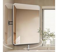 MIDUOLAI Specchio da Parete con Cornice in Metallo, Specchio da Bagno Telescopico E Girevole, Specchio Decorativo Rettangolare, Sicurezza E Antideflagrante,03