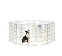 MidWest Homes for Pets 542-30, Recinto per animali in metallo, pieghevole, con porta e picchetti, offre 1,5 metri di spazio per giocare e muoversi, 76 cm di altezza, oro zinco