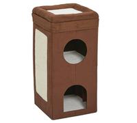 MidWest Homes for Pets, Casa per gatti, 3 piani, finto scamosciato marrone/ecopelle di pecora, 37,08 x 37,39 x 77,19 cm (Lu x La x A), mod.137-BRC