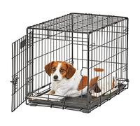 MidWest Homes for Pets Gabbia metallica Life Stages per cani piccola taglia, pieghevole, 1 porta, lunga 60,96 cm, pannello divisorio, piedini protettivi, vaschetta a tenuta stagna, nero, mod. 1624