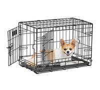 MidWest Homes for Pets Gabbia metallica Life Stages per cani piccoli, a 2 porte, pieghevole, lunga 57,2 cm con pannello divisorio, piedini protettivi, vaschetta a tenuta stagna, nero, mod. 1622DD