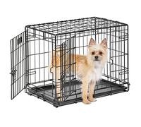 MidWest Homes for Pets Gabbia metallica Life Stages per cani piccoli, a due porte, pieghevole, lunga 60,96 cm con pannello divisorio, piedini protettivi, vaschetta a tenuta stagna, nero, mod. 1624DD