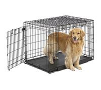 MidWest Homes for Pets Gabbia metallica Ovation pieghevole per cani taglia grande, lunga 107 cm, 2 porte, divisorio, piedini protettivi, vaschetta a tenuta stagna, nero, mod. 1942DD