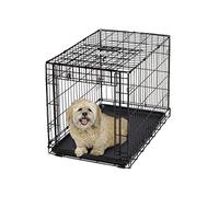 MidWest Homes for Pets Gabbia metallica Ovation pieghevole per cani taglia media, porta singola, lunga 76,2 cm, pannello divisorio, piedini protettivi, vaschetta a tenuta stagna, nero, mod. 1930