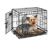 MidWest Homes for Pets Gabbia per cani iCrate a porta doppia, lunga 45,72 cm, dotata di vaschetta a tenuta stagna, piedini protettivi, pannello divisorio e brevettate, nero, modello 1518DD