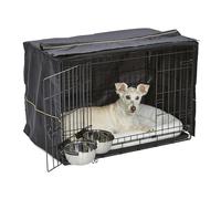 MidWest Homes for Pets - Kit di base iCrate a doppia porta, 76 cm, per cani di razze medie, include gabbia, cuccia per animali domestici, 2 ciotole e copertura per la privacy
