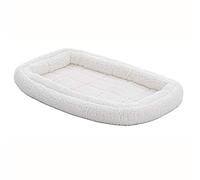 MidWest Homes for Pets Letto per cani taglia piccola o gatti, lungo 55,9 cm in pile, bordo imbottito, adatto delle gabbie da 55,9 cm, bianco, adatto a lavatrice/asciugatrice, 40322-BS