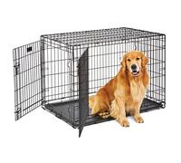 MidWest Homes for Pets LifeStages - Gabbia per cani pieghevole a doppia porta, 106 cm, per una maggiore sicurezza, con vaschetta a prova di perdite, pannello divisorio, maniglia, piedini in gomma