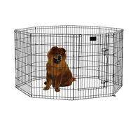 MidWest Homes for Pets, Recinto per animali in metallo, pieghevole, con porta, picchetti e rivestimento per elettrodeposizione nero, offre 1,5 metri di spazio per giocare, 91 cm di altezza