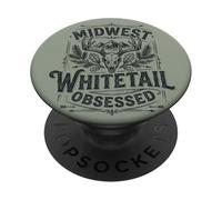 Midwest Whitetail Deer Skull Buck Hunting PopSockets PopGrip Adesivo