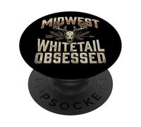 Midwest Whitetail Deer Skull Buck Hunting Vintage PopSockets PopGrip Adesivo