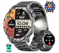 Miecgth Smartwatch Uomo, 1,7'' Militari Orologio smart watch uomo Torcia 100 Giorno Standby Chiamate Bluetooth 120+ Modalità Sportive SpO2 Cardiofrequenzimetro Sonno IP68 Android iOS