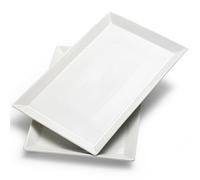 MIECOO - Set di 2 vassoi da portata grandi, 47 x 29,2 cm, piatti da portata rettangolari in porcellana per feste, matrimoni, compleanni, intrattenimento, cibo, antipasti, frutta, sushi, dessert