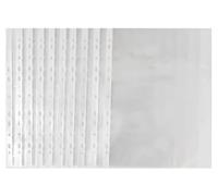 MIEGUIWOR 100 Pezzi Buste Trasparenti Anelli A4,Fogli Trasparenti A4 per Raccoglitore da PP (0.08mm, 80 micron), 11 Fori per 2/3/4 Anelli, Portadocumenti per Scuola/Ufficio (Bordo Bianco,8C-100)