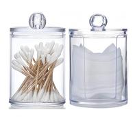 MIEGUIWOR 2 Pezzi Porta Dischetti Struccanti,Porta Cotton Fioc,Organizer Trucchi,Contenitore per Bastoncini di Cotone,Contenitore Cotton Fioc per Comò, Bagno, Camera da Letto (A)